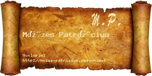 Mózes Patrícius névjegykártya